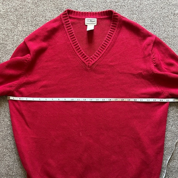 Vintage LL Bean Red V Neck Pullover Sweater Mens Size XL 100% Cotton Long Sleeve - Picture 11 of 12